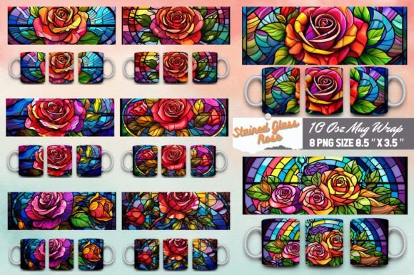 Download Stained Glass Rose 3d Mug Sublimation - 3d mug sublimation Collection