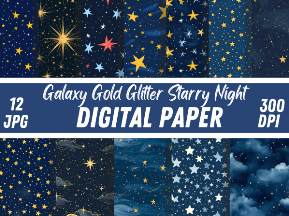 Download Galaxy Gold Glitter Starry Night Pattern - Galaxy Collection