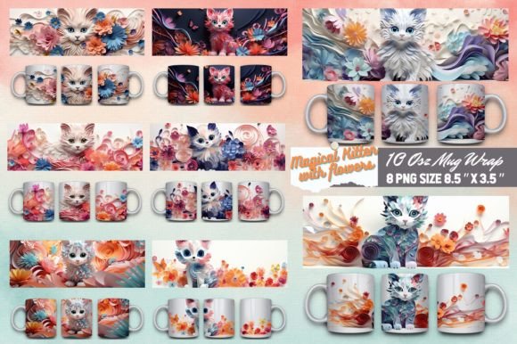 Download Kitten with Flowers 3D Mug Sublimation - 3d mug sublimation Collection