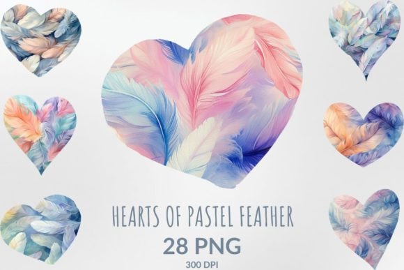 Download Watercolor Hearts of Pastel Feather Love - Watercolor hearts Collection