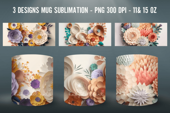 Download Flowers 3D Mug Sublimation PNG Mug Wrap - Premium Resources