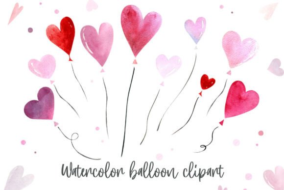 Download Watercolor Hearts Balloons Clipart - Watercolor hearts Collection