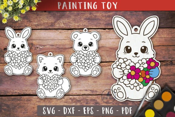 Download Spring Animals Painting Toy SVG Ornament - Spring Collection