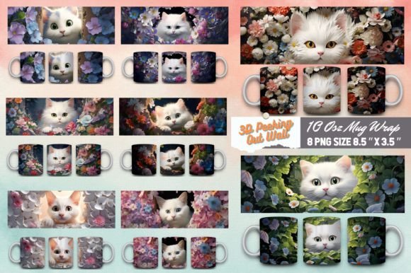 Download Cat Peeking out Wall 3D Mug Sublimation - 3d mug sublimation Collection