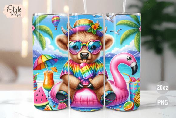 Download Highland Cow Beach Summer Tumbler 20oz - Summer tumbler Collection
